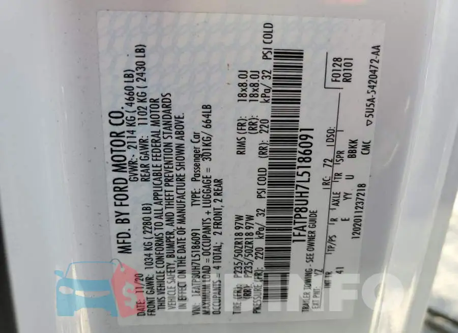 1FATP8UH7L5186091 Photo# 10