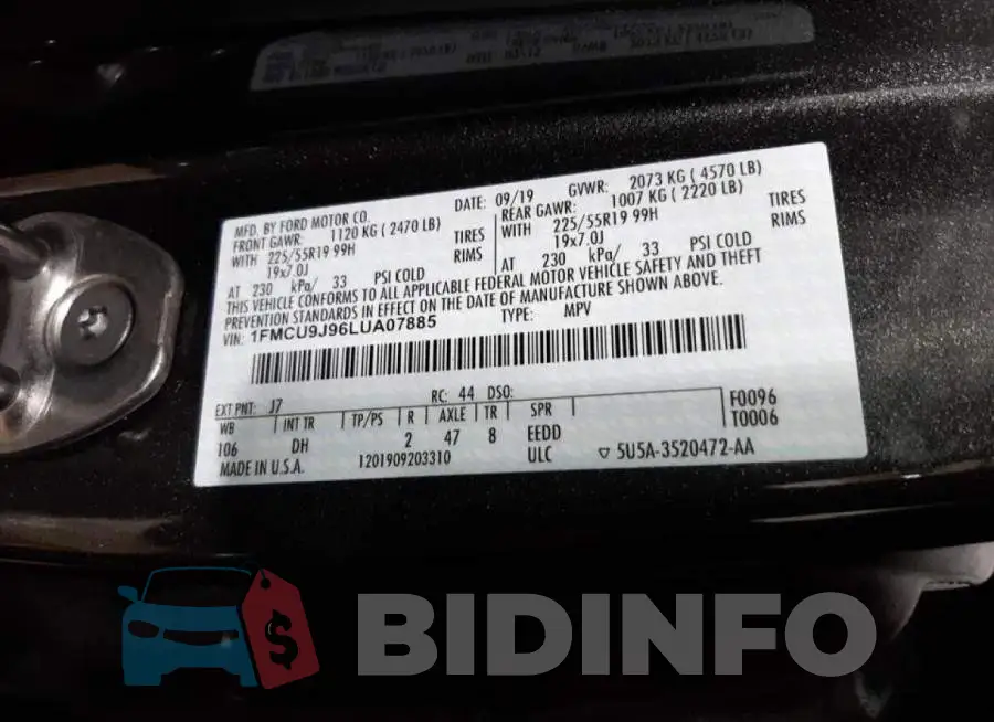 1FMCU9J96LUA07885 Photo# 10