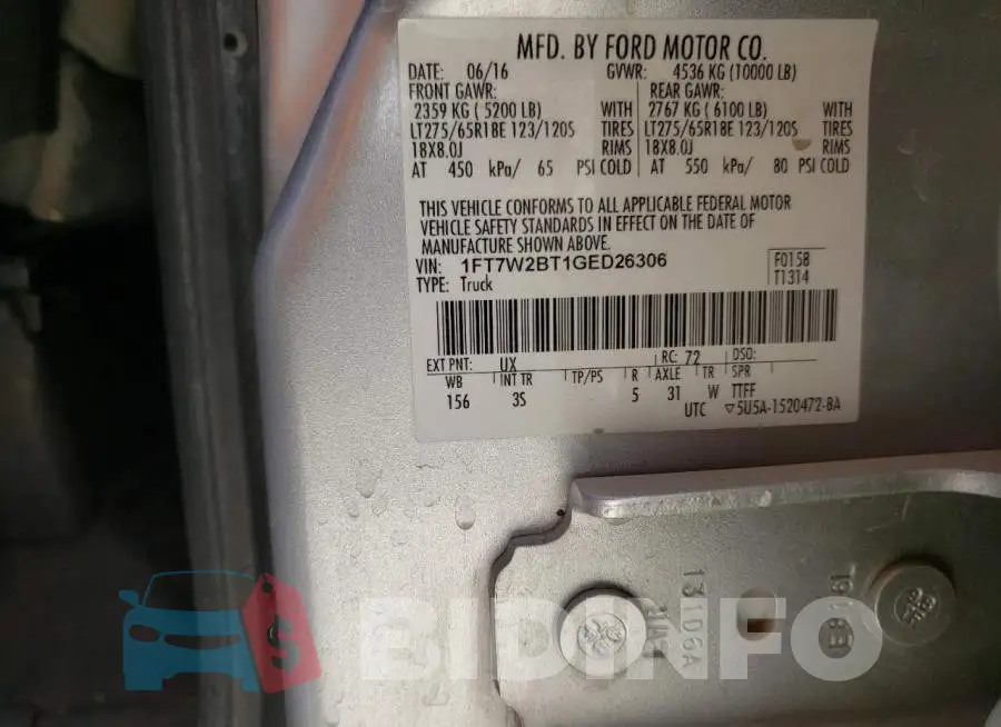 1FT7W2BT1GED26306 Photo# 10