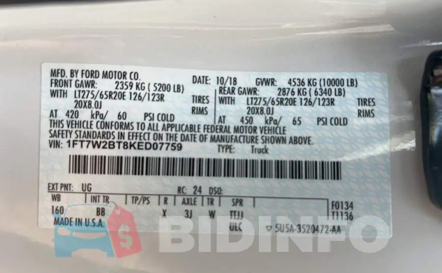 1FT7W2BT8KED07759 Photo# 10