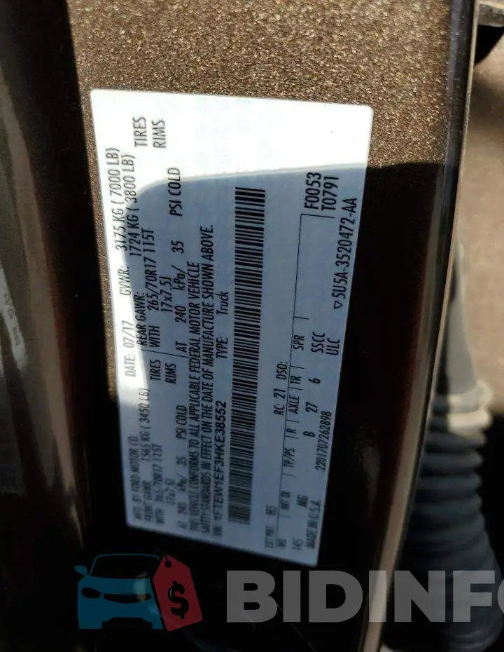 1FTEW1EF3HKE38552 Photo# 10