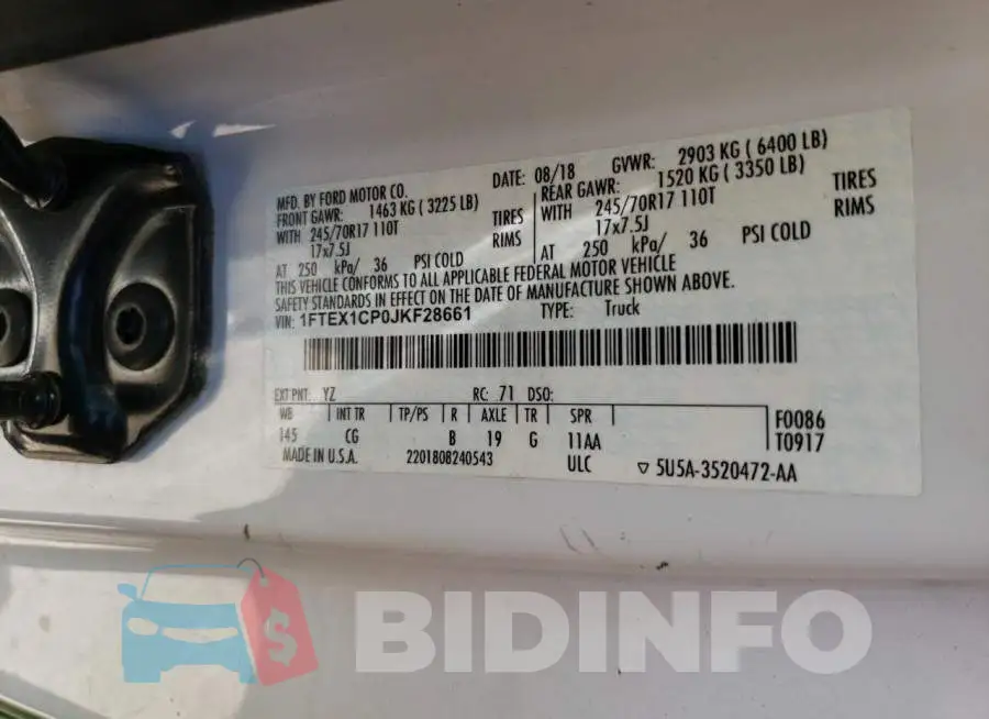 1FTEX1CP0JKF28661 Photo# 10