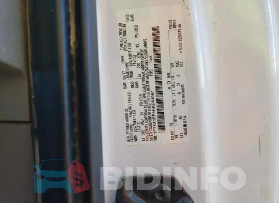 1FTFX1EF3HKD61067 Photo# 10