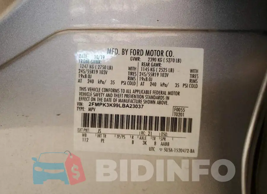 2FMPK3K99LBA23037 Photo# 10