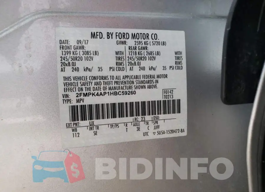 2FMPK4AP1HBC59260 Photo# 10