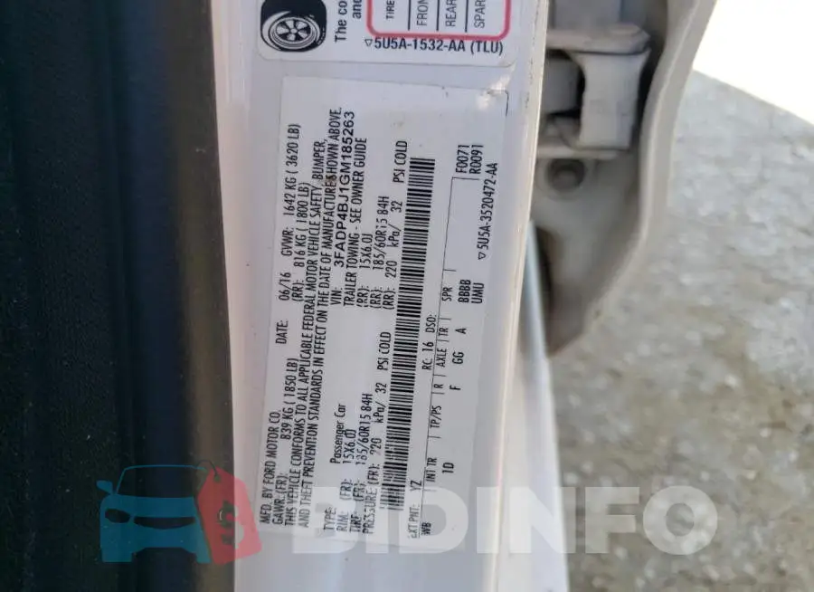 3FADP4BJ1GM185263 Photo# 10