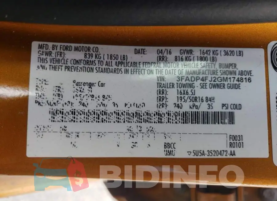 3FADP4FJ2GM174816 Photo# 10