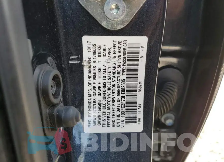 19XFC2F73HE082505 Photo# 10