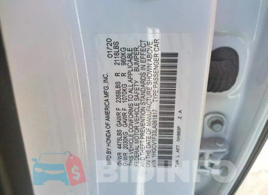 1HGCV1F33LA061817 Photo# 10