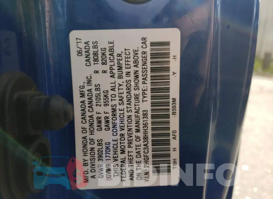 2HGFC3A38HH361383 Photo# 10