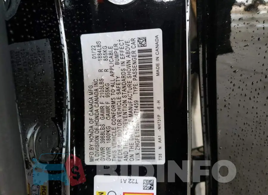 2HGFE1E59NH471459 Photo# 10