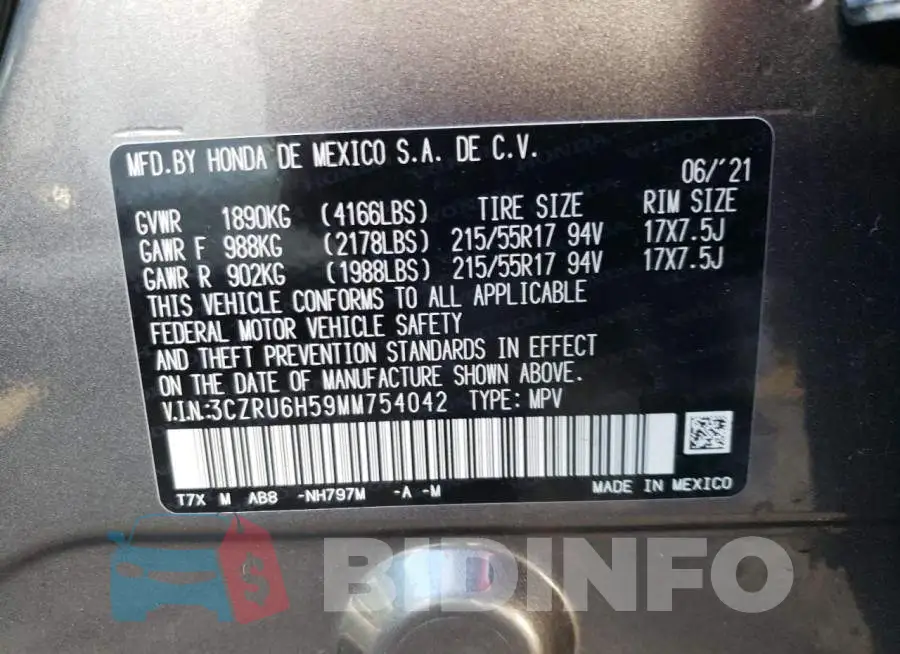 3CZRU6H59MM754042 Photo# 10