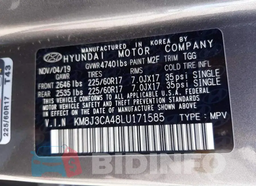 KM8J3CA48LU171585 Photo# 10