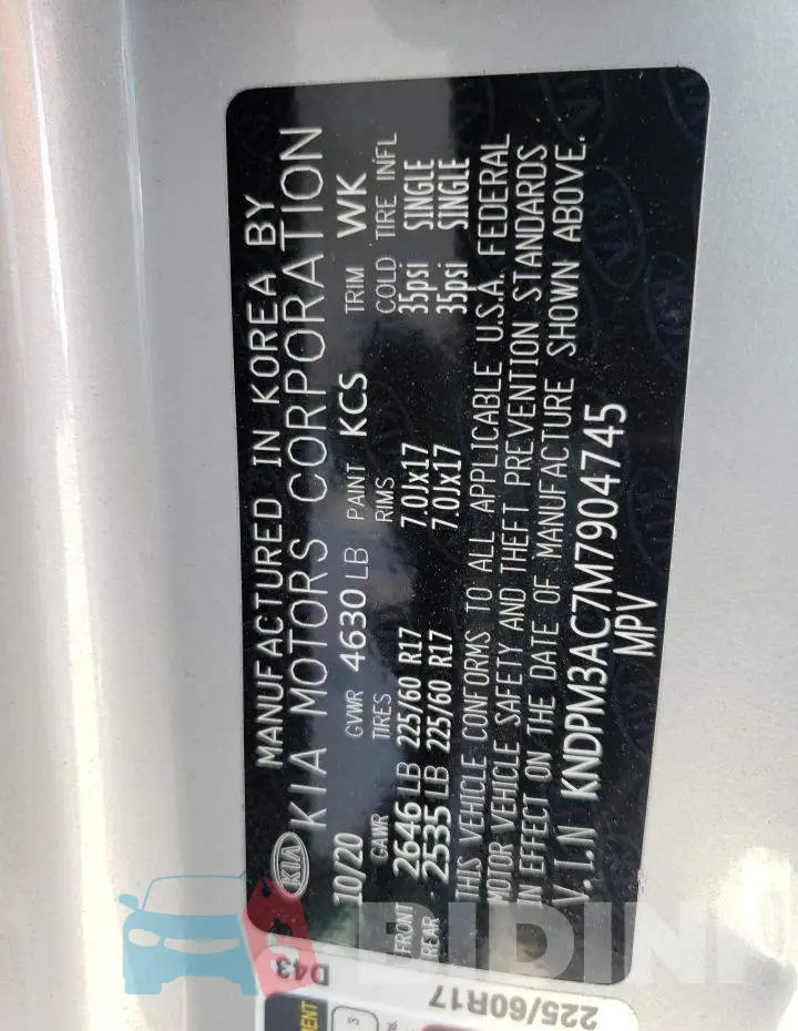 KNDPM3AC7M7904745 Photo# 10