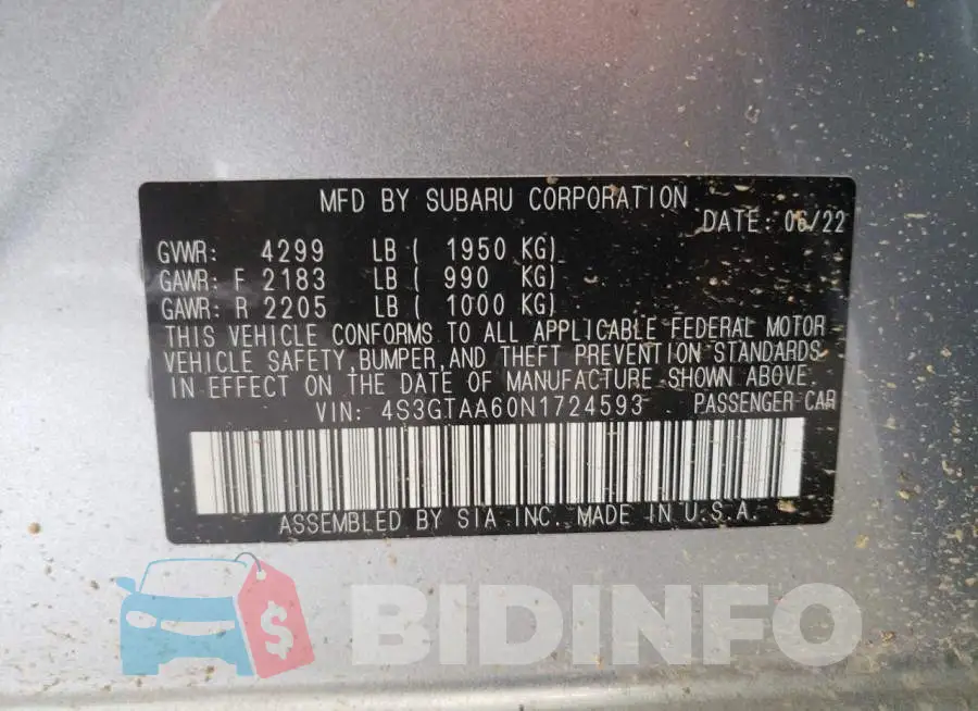 4S3GTAA60N1724593 Photo# 10