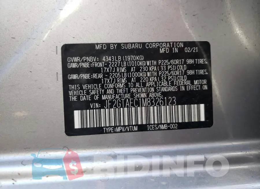 JF2GTAEC1M8326123 Photo# 10
