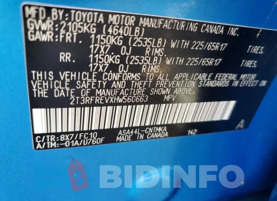 2T3RFREVXHW560663 Photo# 10