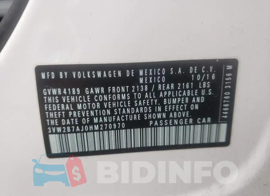 3VW2B7AJ0HM270970 Photo# 10