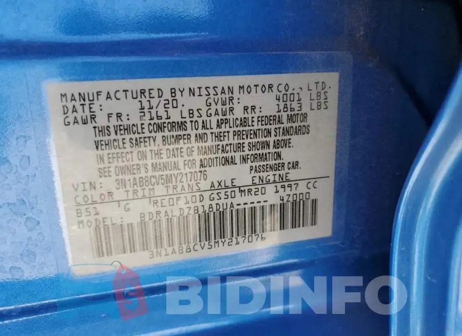 3N1AB8CV5MY217076 Photo# 10