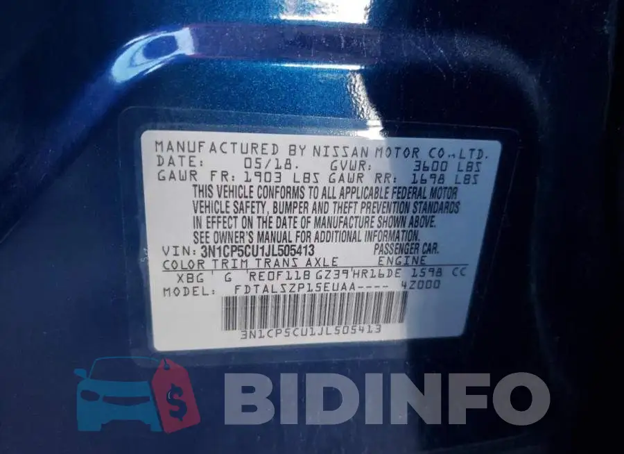 3N1CP5CU1JL505413 Photo# 10
