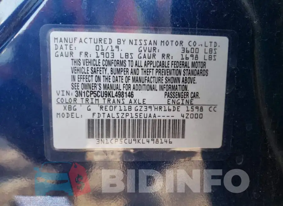 3N1CP5CU9KL498146 Photo# 10