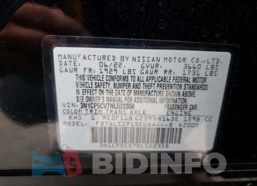 3N1CP5CV7NL522358 Photo# 10