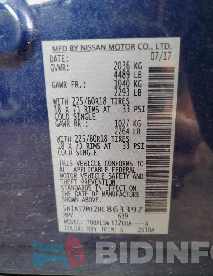 5N1AT2MT2HC863397 Photo# 10