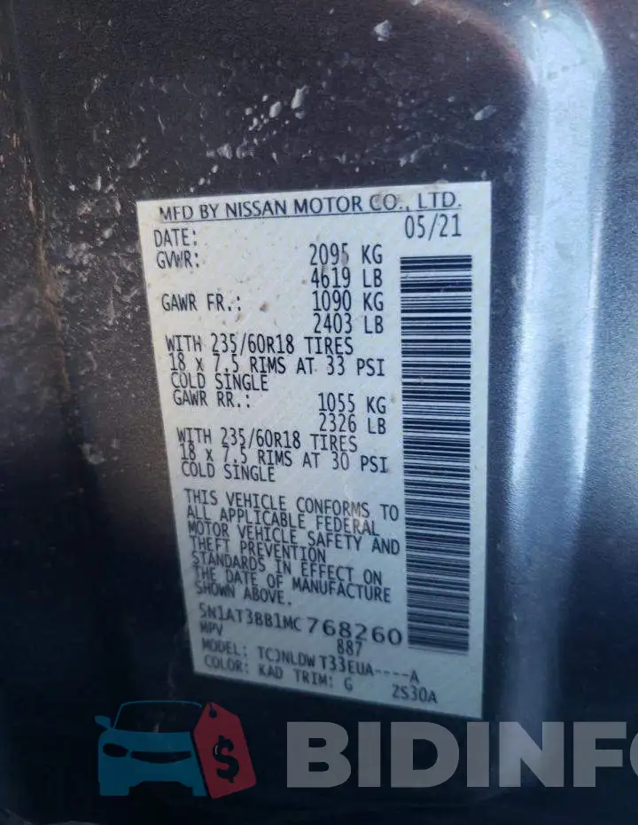 5N1AT3BB1MC768260 Photo# 10