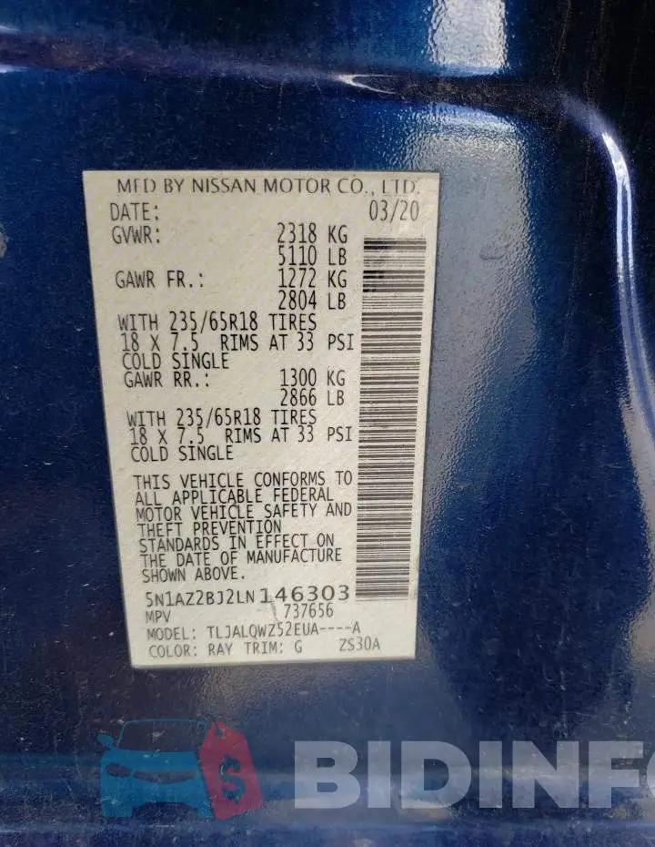 5N1AZ2BJ2LN146303 Photo# 10