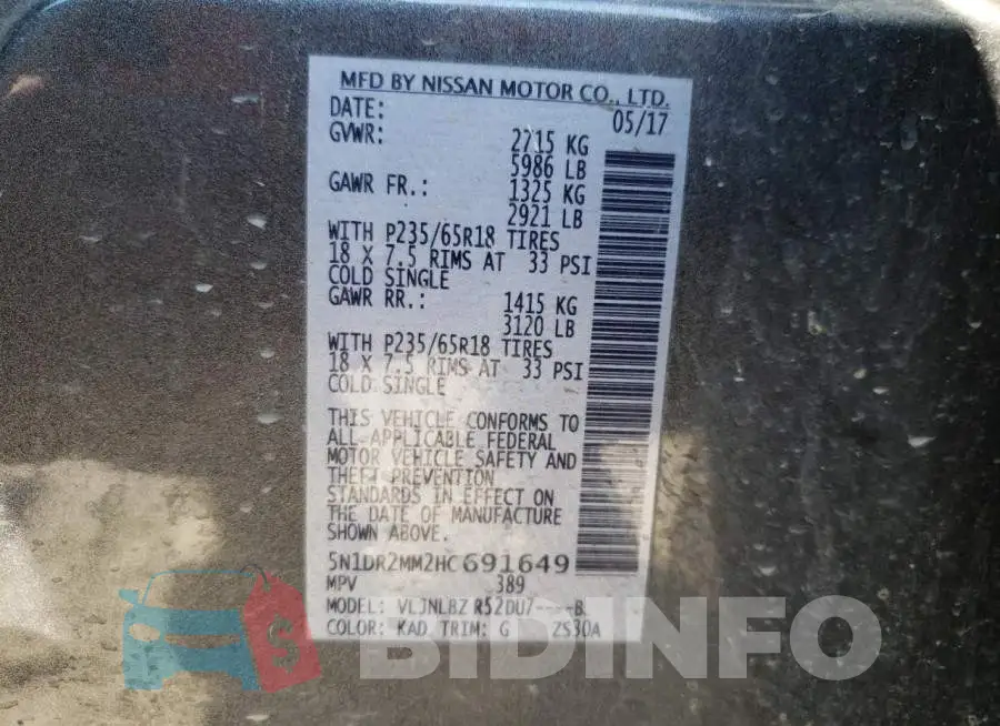 5N1DR2MM2HC691649 Photo# 10