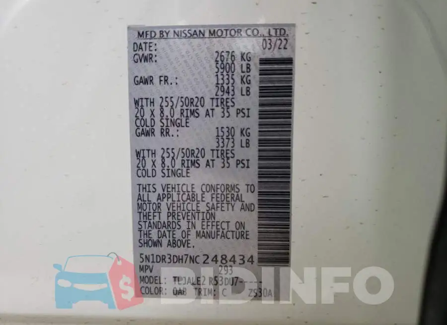 5N1DR3DH7NC248434 Photo# 10
