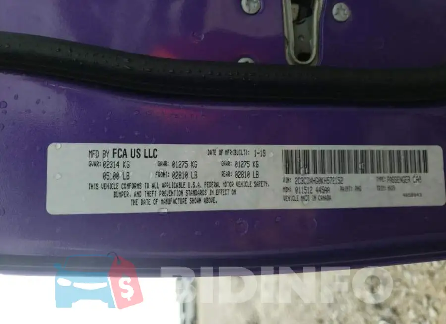 2C3CDXHG0KH572152 Photo# 10