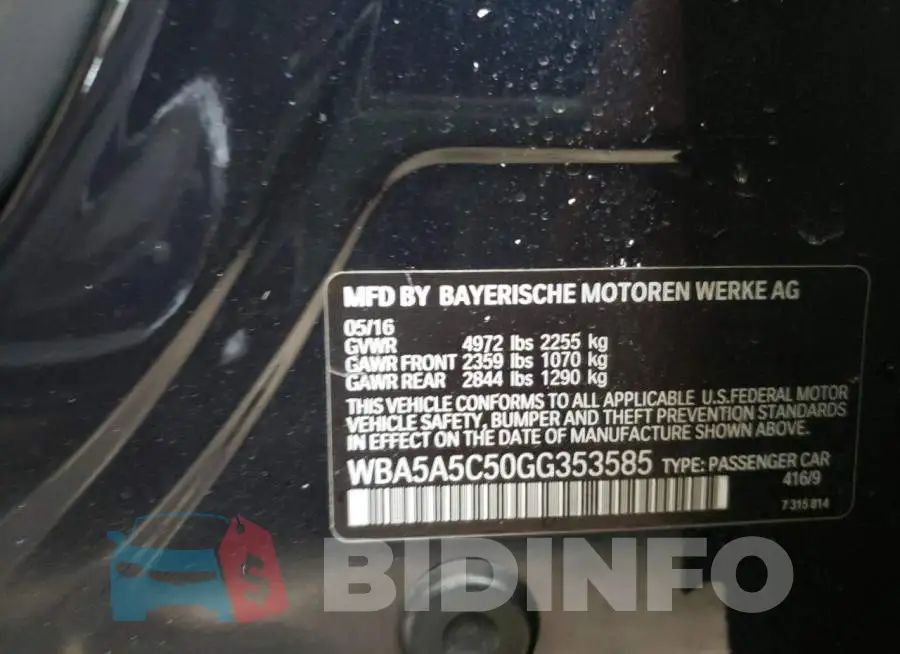 WBA5A5C50GG353585 Photo# 10