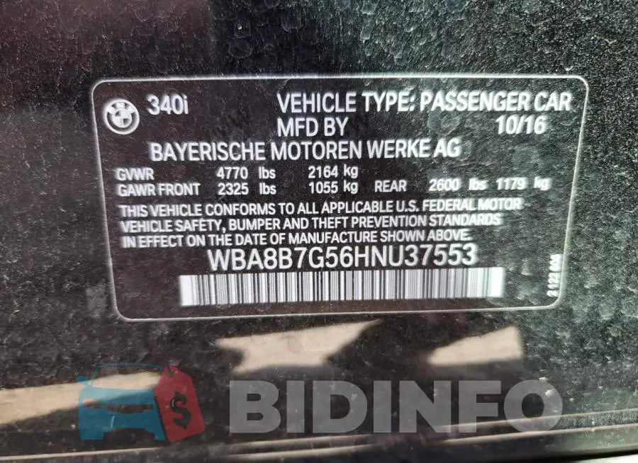 WBA8B7G56HNU37553 Photo# 10