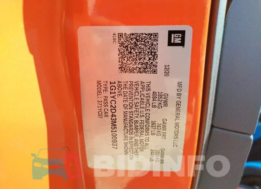 1G1YC2D43M5100937 Photo# 10