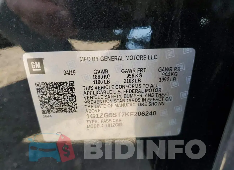 1G1ZG5ST7KF206240 Photo# 10