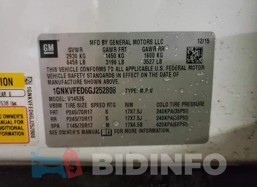 1GNKVFED6GJ252808 Photo# 10