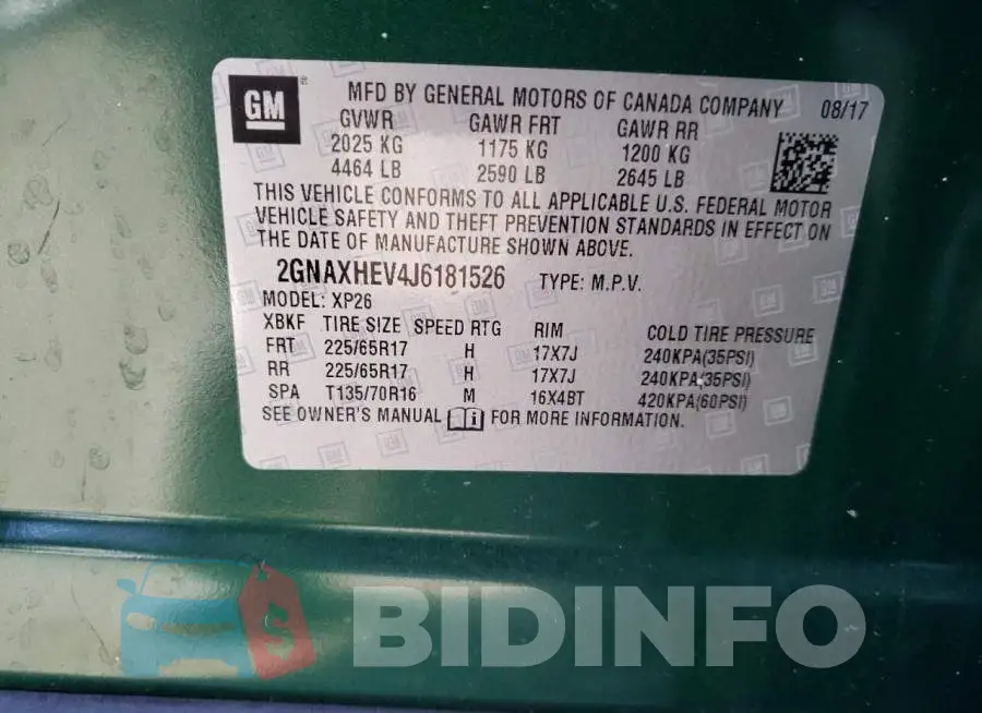 2GNAXHEV4J6181526 Photo# 10