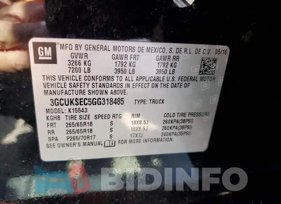 3GCUKSEC5GG318485 Photo# 10