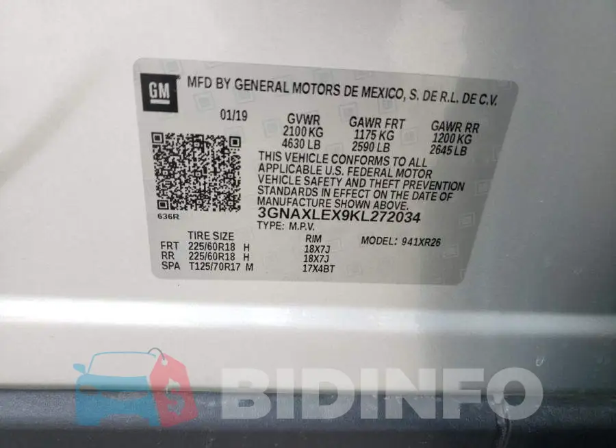 3GNAXLEX9KL272034 Photo# 10