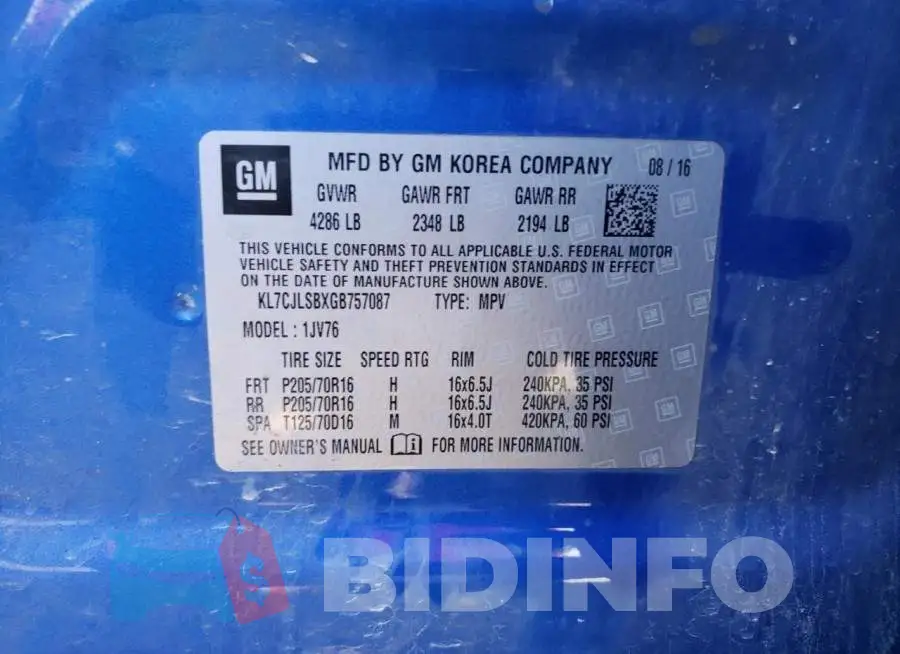 KL7CJLSBXGB757087 Photo# 10