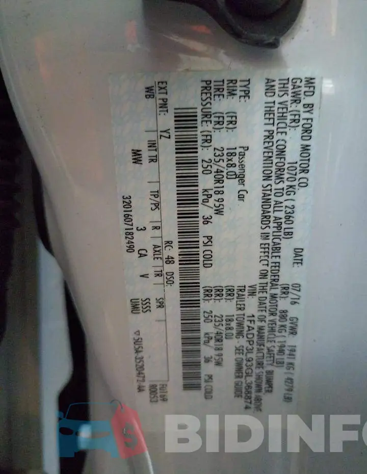 1FADP3L93GL368874 Photo# 10