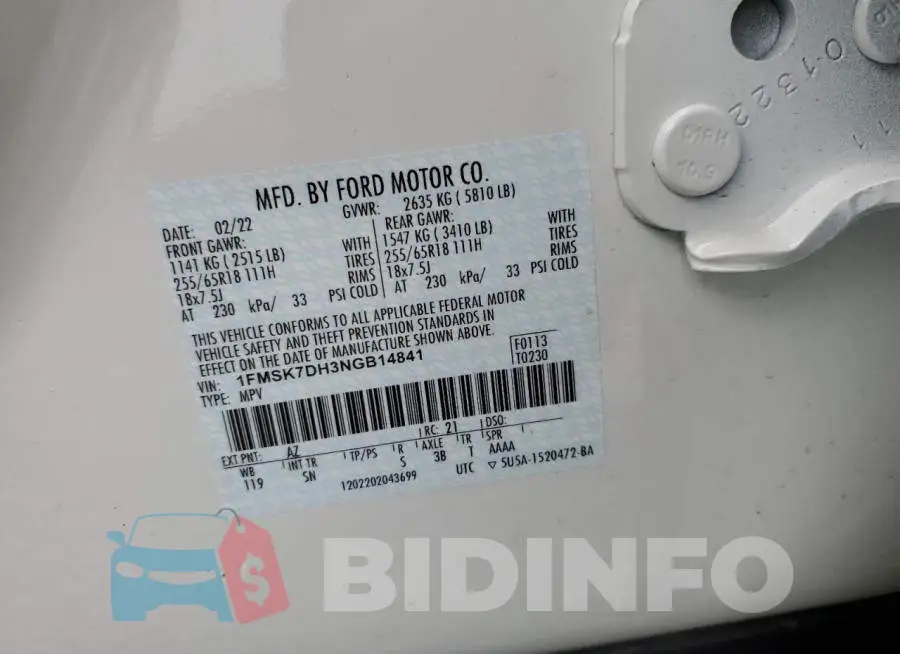 1FMSK7DH3NGB14841 Photo# 10