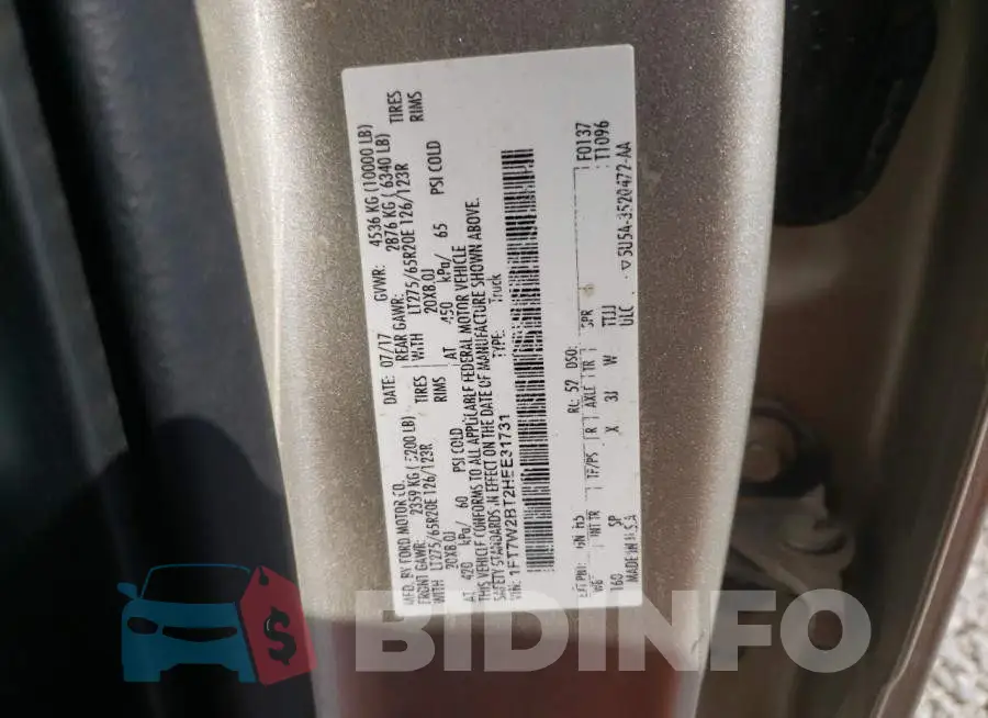 1FT7W2BT2HEE31731 Photo# 10