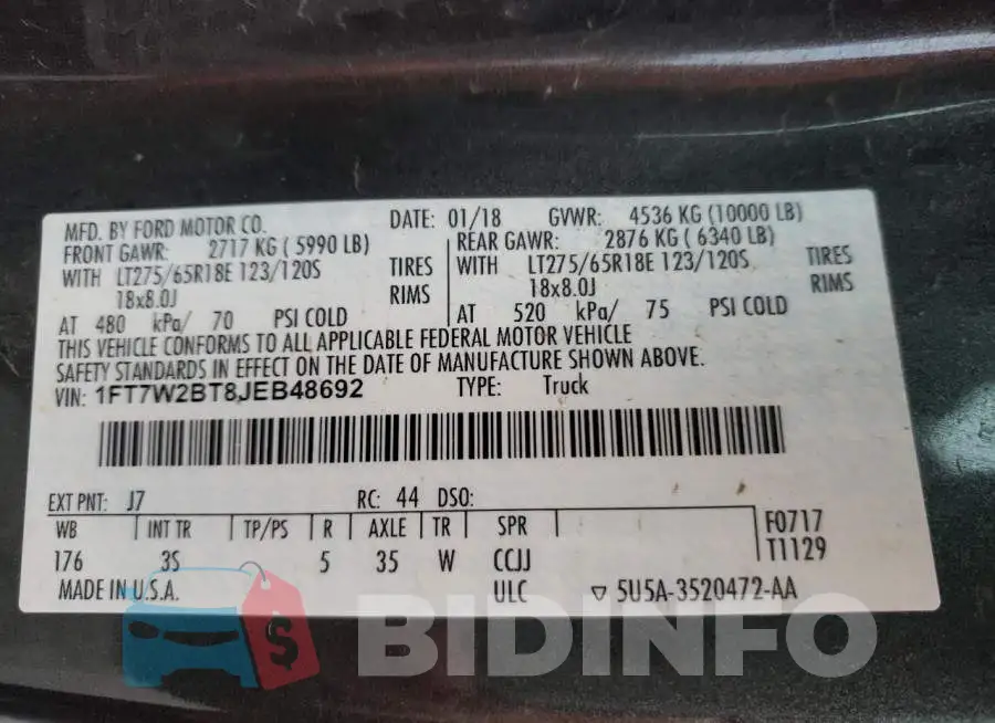 1FT7W2BT8JEB48692 Photo# 10