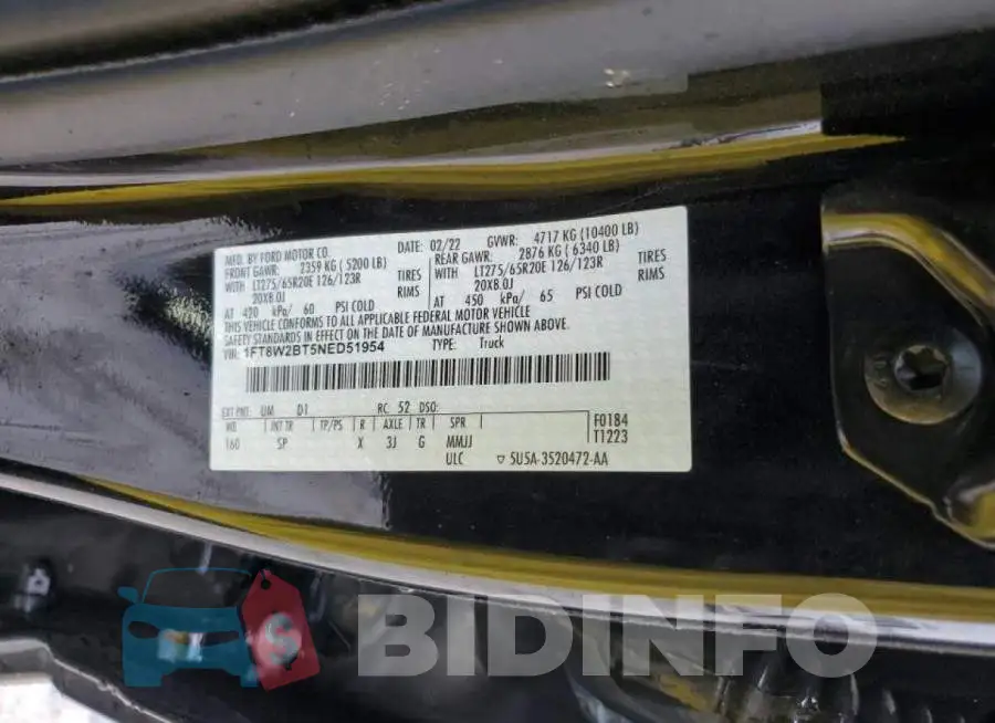 1FT8W2BT5NED51954 Photo# 10