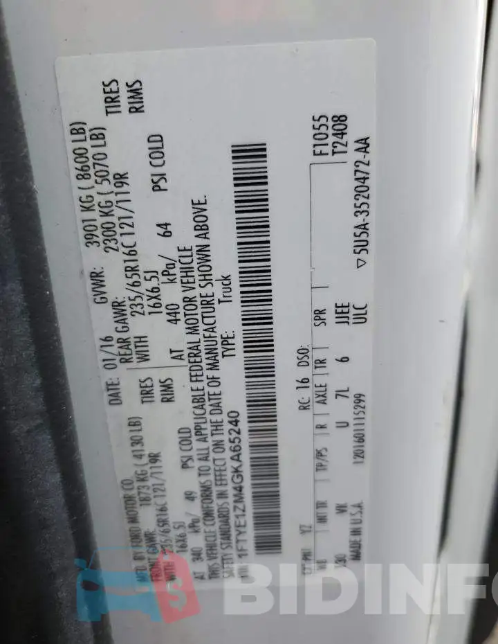 1FTYE1ZM4GKA65240 Photo# 10