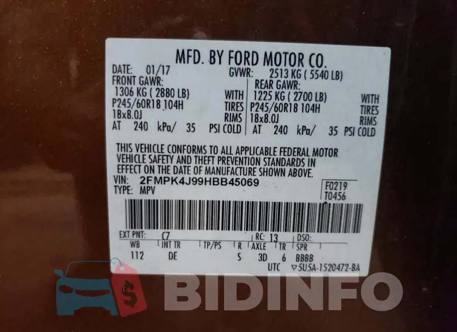 2FMPK4J99HBB45069 Photo# 10