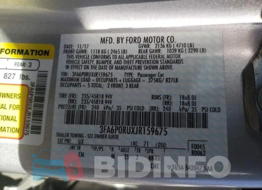 3FA6P0RUXJR159675 Photo# 10