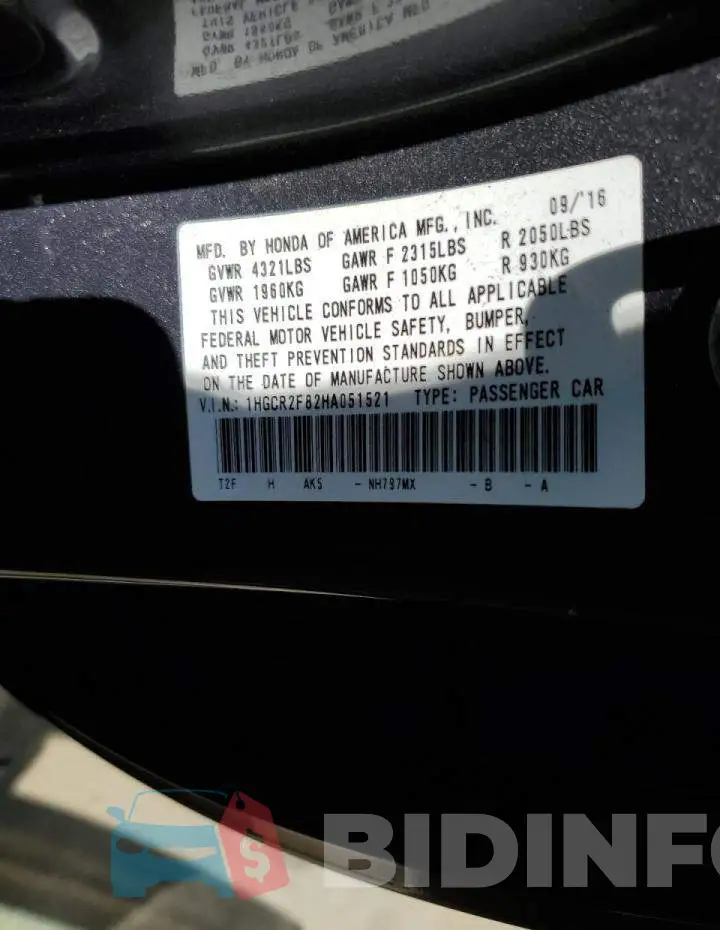 1HGCR2F82HA051521 Photo# 10